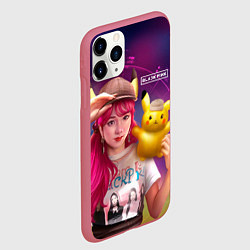 Чехол iPhone 11 Pro матовый Jisoo and Pikachu, цвет: 3D-малиновый — фото 2