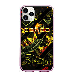 Чехол iPhone 11 Pro матовый CS GO fire logo, цвет: 3D-розовый