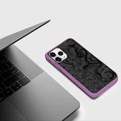 Чехол iPhone 11 Pro матовый Black dragon - grunge, цвет: 3D-фиолетовый — фото 2