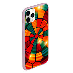 Чехол iPhone 11 Pro матовый Круговая мозаика, цвет: 3D-розовый — фото 2