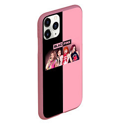 Чехол iPhone 11 Pro матовый Черно-розовый градиент Black Pink, цвет: 3D-малиновый — фото 2