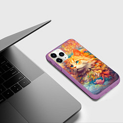 Чехол iPhone 11 Pro матовый Рыжий кот в цветных облаках, цвет: 3D-фиолетовый — фото 2