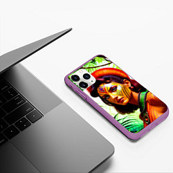 Чехол iPhone 11 Pro матовый Девушка воин в боевой раскраске, цвет: 3D-фиолетовый — фото 2