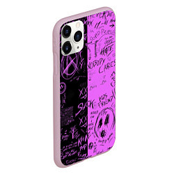 Чехол iPhone 11 Pro матовый Dead inside purple black, цвет: 3D-розовый — фото 2