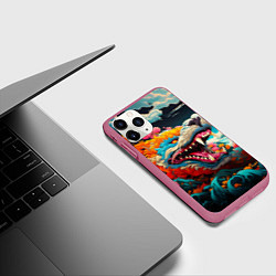 Чехол iPhone 11 Pro матовый Художественный дракон от нейросети, цвет: 3D-малиновый — фото 2