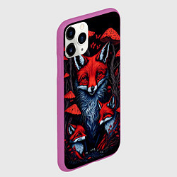 Чехол iPhone 11 Pro матовый Красный лис и грибы, цвет: 3D-фиолетовый — фото 2