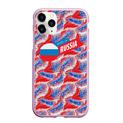Чехол iPhone 11 Pro матовый Россия узоры, цвет: 3D-розовый