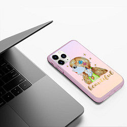 Чехол iPhone 11 Pro матовый Девушка в профиль арт, цвет: 3D-розовый — фото 2