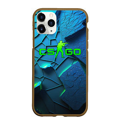 Чехол iPhone 11 Pro матовый CS GO blue green style, цвет: 3D-коричневый