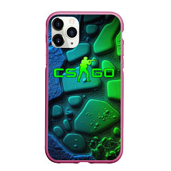 Чехол iPhone 11 Pro матовый CS GO green black abstract