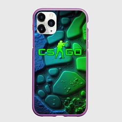 Чехол iPhone 11 Pro матовый CS GO green black abstract