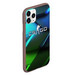 Чехол iPhone 11 Pro матовый CS GO green blue abstract, цвет: 3D-коричневый — фото 2