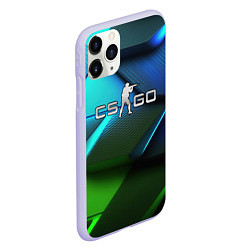 Чехол iPhone 11 Pro матовый CS GO green blue abstract, цвет: 3D-светло-сиреневый — фото 2