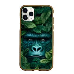 Чехол iPhone 11 Pro матовый Горилла в кустах джунгли, цвет: 3D-коричневый