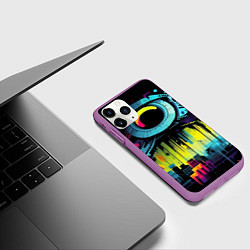 Чехол iPhone 11 Pro матовый The eye of cyberpunk, цвет: 3D-фиолетовый — фото 2