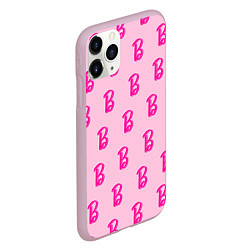 Чехол iPhone 11 Pro матовый Барби паттерн буква B, цвет: 3D-розовый — фото 2