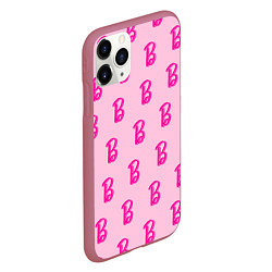 Чехол iPhone 11 Pro матовый Барби паттерн буква B, цвет: 3D-малиновый — фото 2