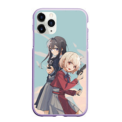 Чехол iPhone 11 Pro матовый Takina Inoue and Chisato Nishikigi - Lycoris Recoi, цвет: 3D-светло-сиреневый