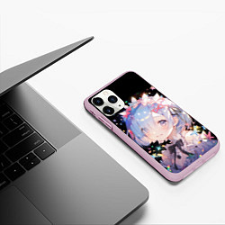 Чехол iPhone 11 Pro матовый Рем из ре зеро - аниме, цвет: 3D-розовый — фото 2
