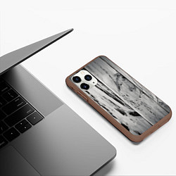 Чехол iPhone 11 Pro матовый Grey wood, цвет: 3D-коричневый — фото 2