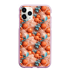 Чехол iPhone 11 Pro матовый Сочные фрукты клипарт, цвет: 3D-розовый
