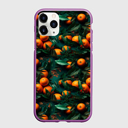 Чехол iPhone 11 Pro матовый Яркие апельсины