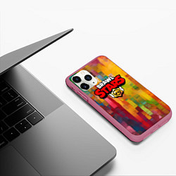 Чехол iPhone 11 Pro матовый Brawl Stars Logo Color, цвет: 3D-малиновый — фото 2