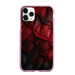 Чехол iPhone 11 Pro матовый Black red texture, цвет: 3D-розовый