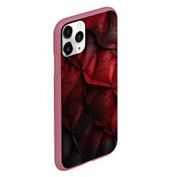 Чехол iPhone 11 Pro матовый Black red texture, цвет: 3D-малиновый — фото 2