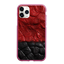 Чехол iPhone 11 Pro матовый Черная красная текстура, цвет: 3D-малиновый