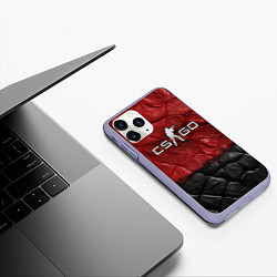 Чехол iPhone 11 Pro матовый CS GO red black texture, цвет: 3D-светло-сиреневый — фото 2