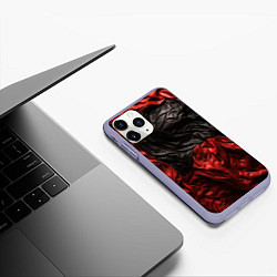 Чехол iPhone 11 Pro матовый Black red texture, цвет: 3D-светло-сиреневый — фото 2