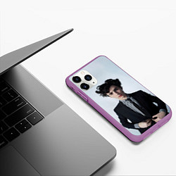 Чехол iPhone 11 Pro матовый Сильный Тимоти Шаламе, цвет: 3D-фиолетовый — фото 2