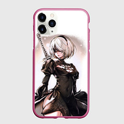 Чехол iPhone 11 Pro матовый Nier: Automata - 2B TechnoBlade, цвет: 3D-малиновый