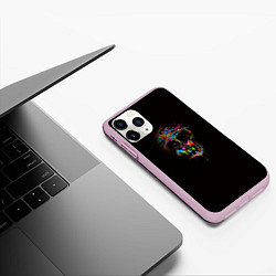 Чехол iPhone 11 Pro матовый Череп - потекшие краски, цвет: 3D-розовый — фото 2