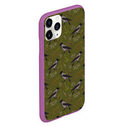 Чехол iPhone 11 Pro матовый Вороны и еловые веточки, цвет: 3D-фиолетовый — фото 2