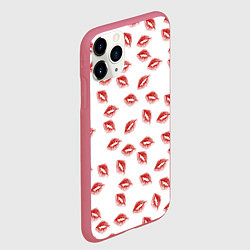 Чехол iPhone 11 Pro матовый Поцелуи - паттерн, цвет: 3D-малиновый — фото 2