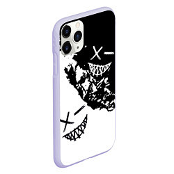 Чехол iPhone 11 Pro матовый Smile - black and white, цвет: 3D-светло-сиреневый — фото 2