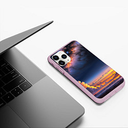 Чехол iPhone 11 Pro матовый Млечный путь и облака на закате, цвет: 3D-розовый — фото 2