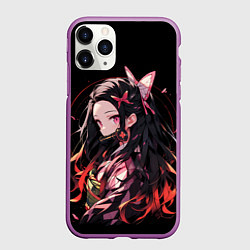 Чехол iPhone 11 Pro матовый Незуко комадо из клинка, цвет: 3D-фиолетовый
