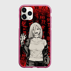 Чехол iPhone 11 Pro матовый Power - Chainsaw Man, цвет: 3D-малиновый