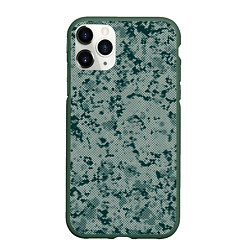 Чехол iPhone 11 Pro матовый Абстракция точечная зелёный, цвет: 3D-темно-зеленый