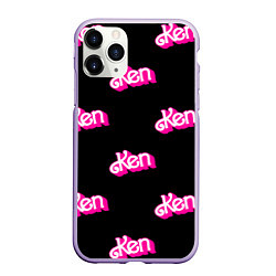Чехол iPhone 11 Pro матовый Логотип Кен - патерн, цвет: 3D-светло-сиреневый