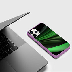Чехол iPhone 11 Pro матовый Темная зеленая текстура, цвет: 3D-фиолетовый — фото 2