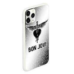 Чехол iPhone 11 Pro матовый Bon Jovi glitch на светлом фоне, цвет: 3D-белый — фото 2
