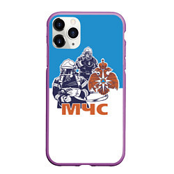 Чехол iPhone 11 Pro матовый МЧС спасатели, цвет: 3D-фиолетовый