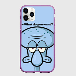 Чехол iPhone 11 Pro матовый Сквидвард, цвет: 3D-фиолетовый
