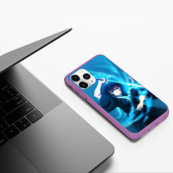 Чехол iPhone 11 Pro матовый Клинок рассекающий демонов: Токито, цвет: 3D-фиолетовый — фото 2