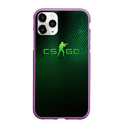 Чехол iPhone 11 Pro матовый CSGO green logo, цвет: 3D-фиолетовый