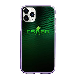 Чехол iPhone 11 Pro матовый CSGO green logo, цвет: 3D-светло-сиреневый